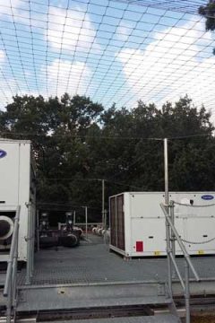 office roof protected from pigeons with netting